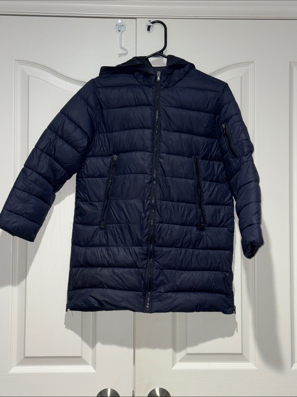 Zara Navy Hooded Quilted Puffer Coat